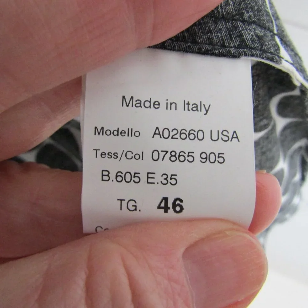 PESERICO Italy Black & White Polka Dotted Cotton Dress & Belt--Size 46/10 - Picture 4 of 5